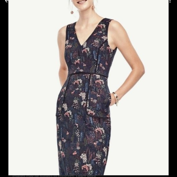 Ann Taylor Dresses & Skirts - Ann Taylor Blue Sheath Dress with V-Neck for Wedding Guest